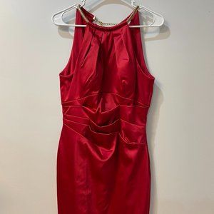 Eliza J Embellished Halter Dress- Red, Size 8